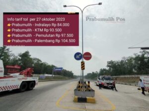 Rincian tarif tol Palembang Prabumulih 2024