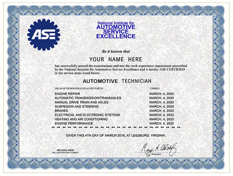 Automotive Certification Online October 2024