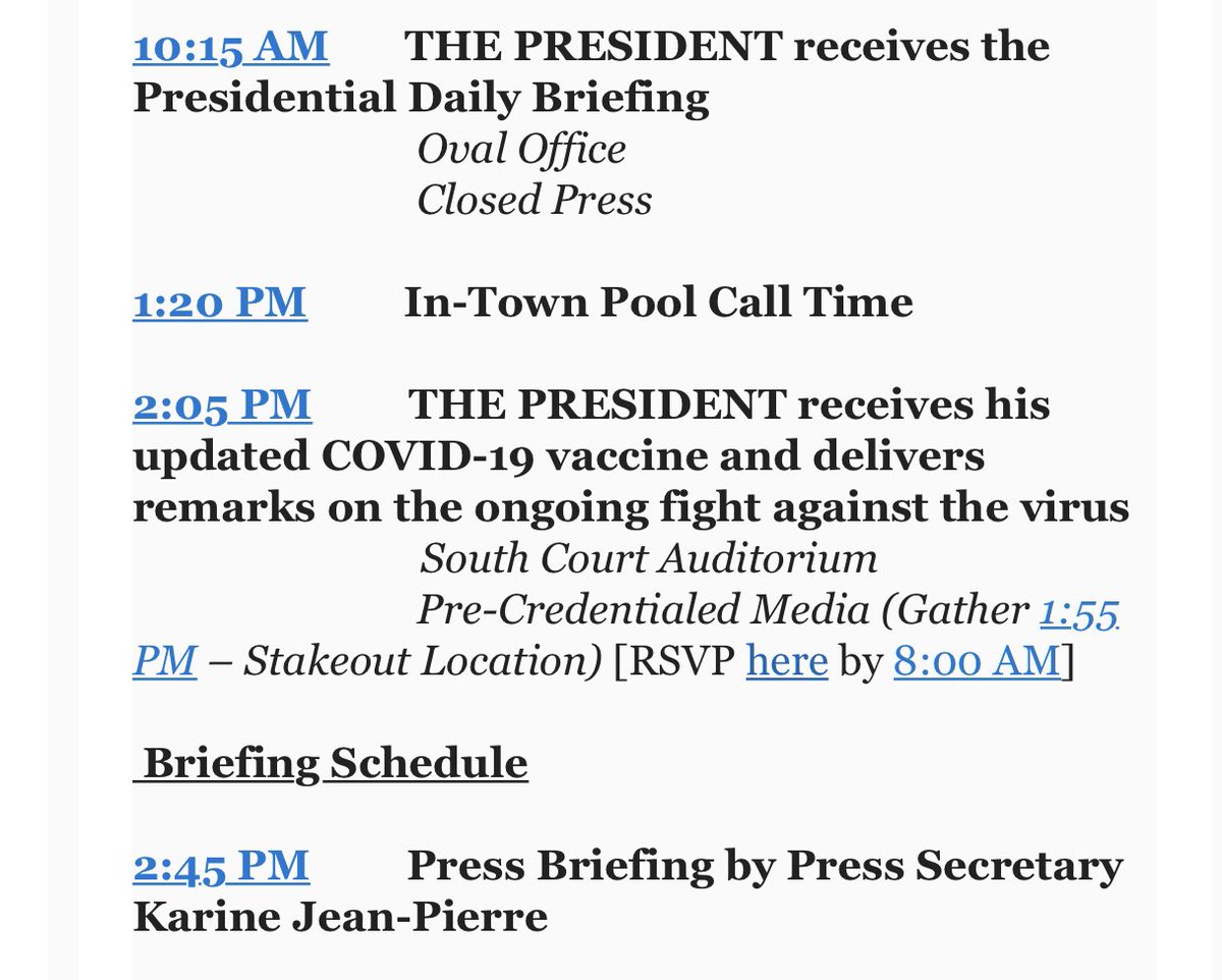 Biden Public Schedule