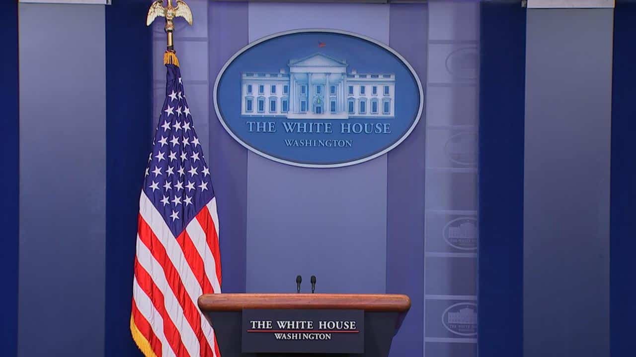 House white briefing room press seating politico conservative secretary official